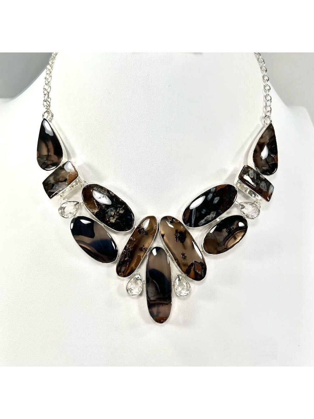 Beautiful Stick Agate 925 Large Gemstone Necklace
